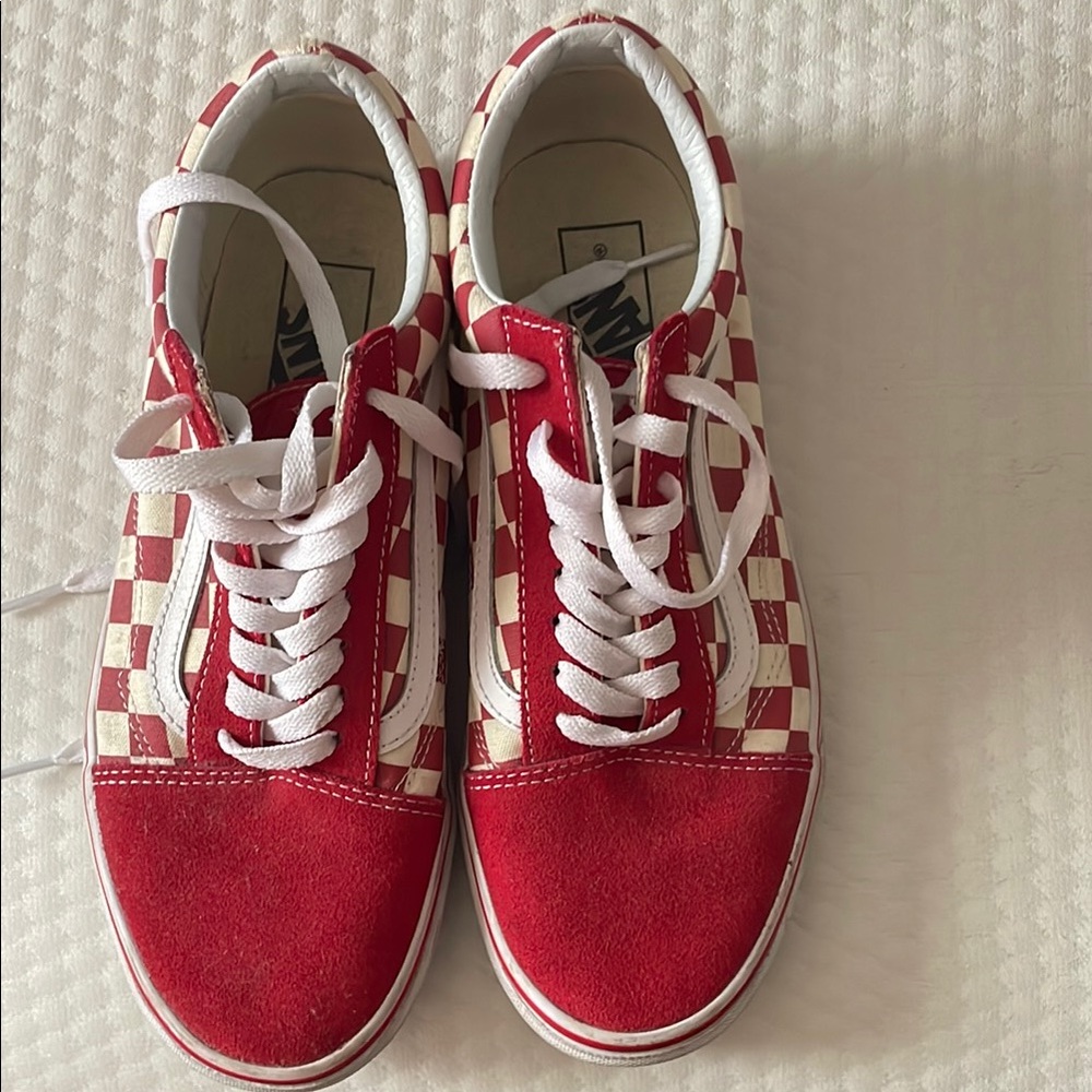 Vans Red and White Checkered Shoes